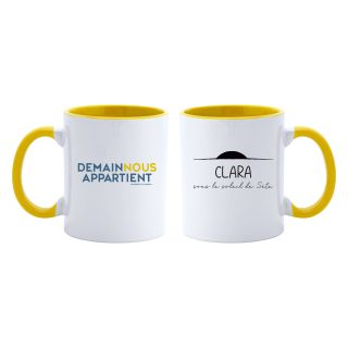 Mug Bicolore JAUNE et BLANC logo DNA avec PERSO