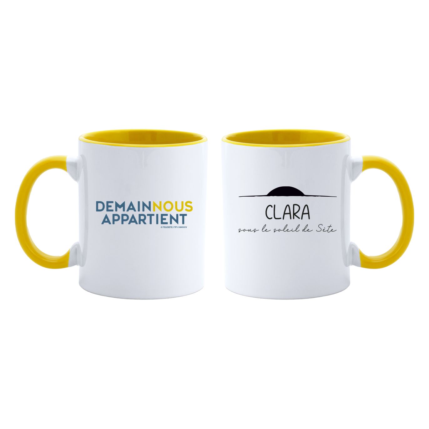 Mug Bicolore JAUNE et BLANC logo DNA avec PERSO