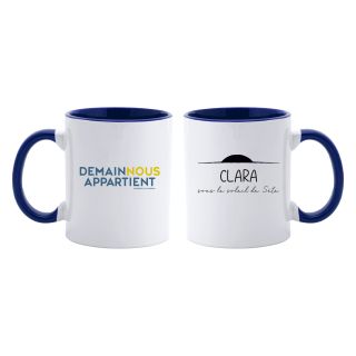 Mug Bicolore BLEU MARINE et BLANC logo DNA avec PERSO