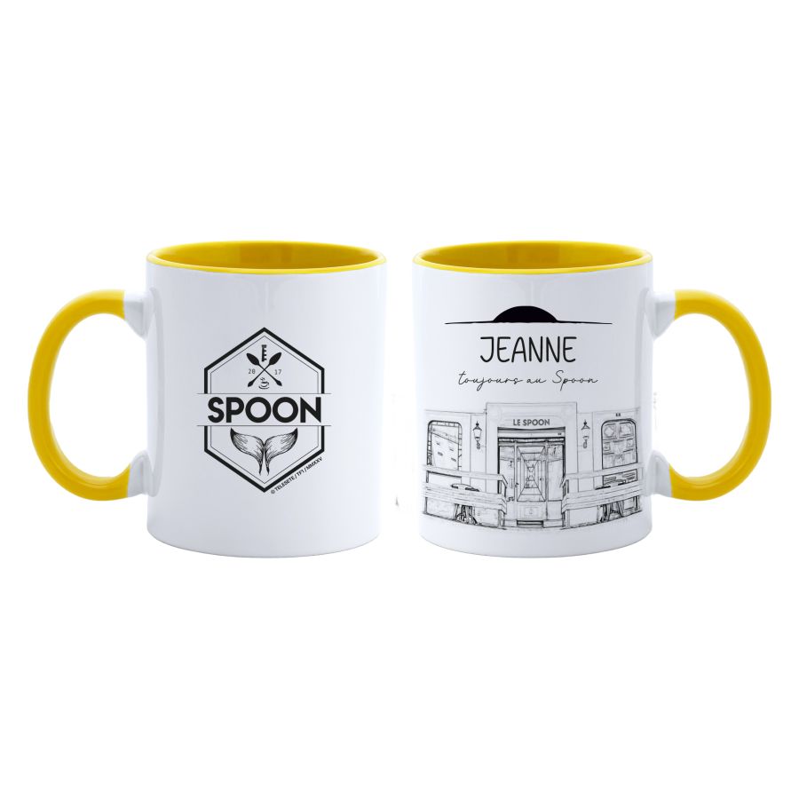 Mug Spoon intérieur jaune à personnaliser