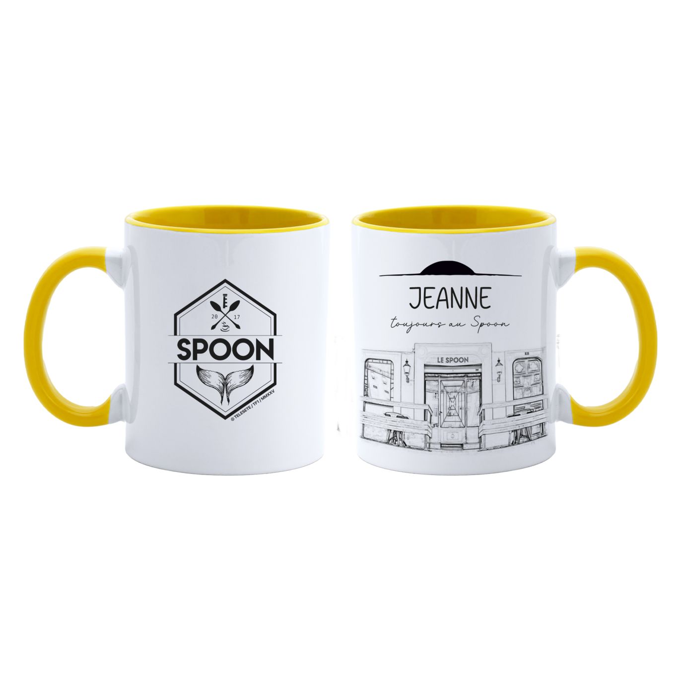 Mug Spoon intérieur jaune à personnaliser